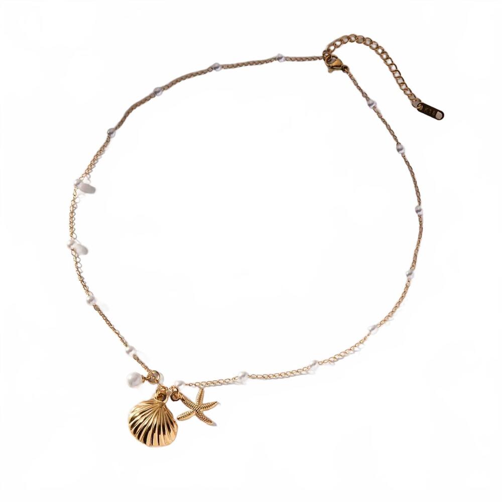 NEW ACCITY women's shell charm necklace in gold